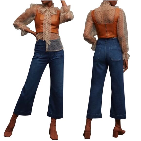 Pilcro The Skipper High Rise Wide Leg Jeans With Patch Pockets Women’s Size 30 - Picture 1 of 12